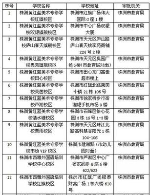 株洲市教育局直管民辦培訓機構名單公布